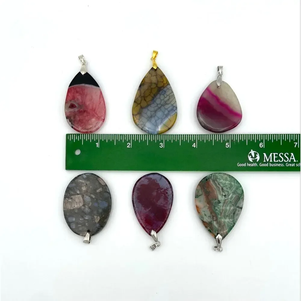Destash Lot 18 Stone Pendants and Bails Jewelry Making & 1 Glass Pendant Lot #2